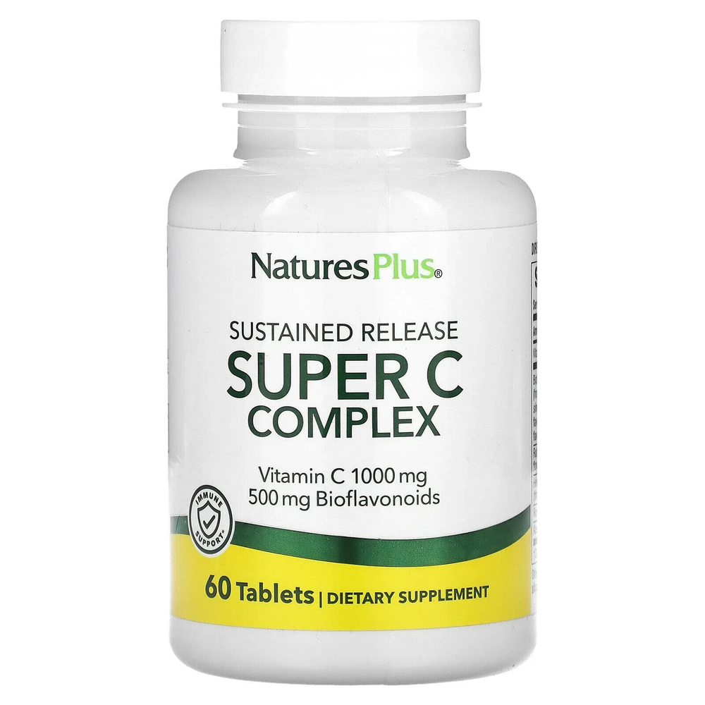 NaturesPlus, суперкомплекс с витамином C длительного высвобождения, 60 таблеток