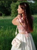 Сумка через плечо багет y2k с бантиком