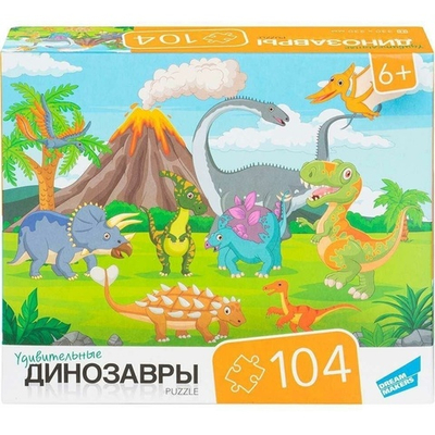 Пазл 104эл. "Динозавры" RI1002C (Dream Makers)