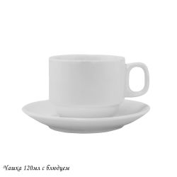 Lenardi 118-073 Чашка 90мл с блюдцем BIANCO в под.уп.(х48)Фарфор
