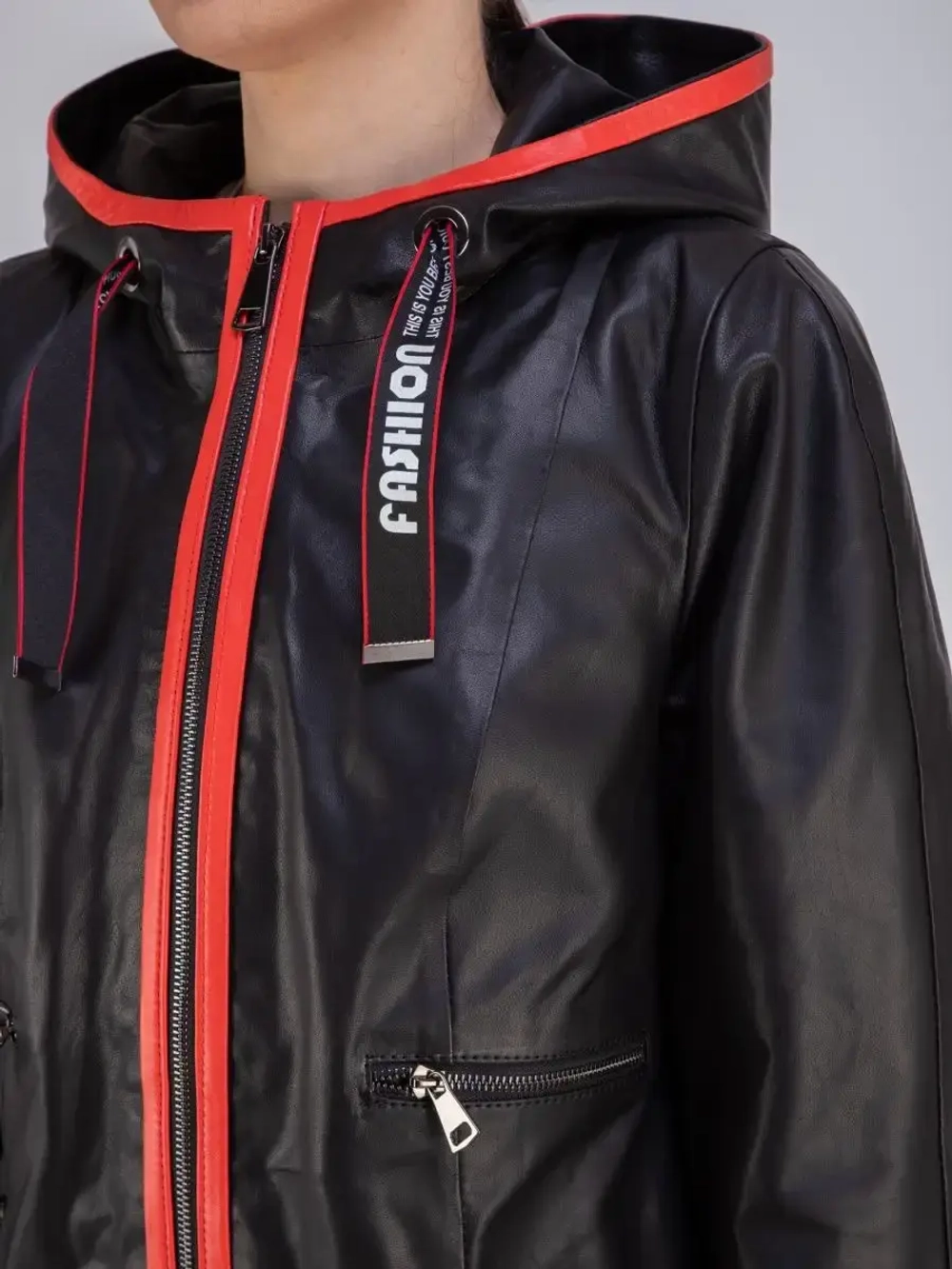 Куртка женская кожаная натуральная с капюшоном Турция