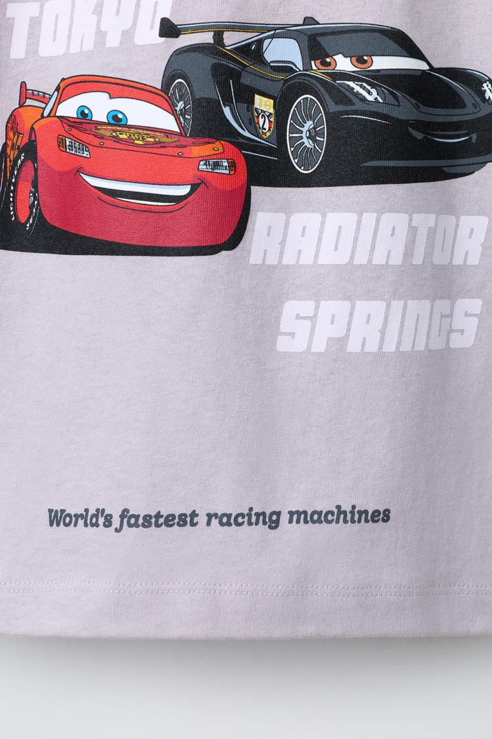 ZARA ФУТБОЛКА С ПРИНТОМ CARS LIGHTNING MCQUEEN © DISNEY, СВЕТЛАЯ МАЛЬВА