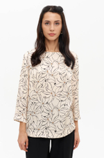 23175 Блузка женская (кремово-черный принт)