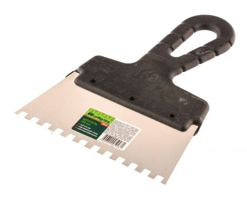 Шпатель нерж. 150 мм зуб 10*10 мм Сибртех