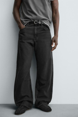 ZARA ДЖИНСЫ BAGGY FIT, ЧЕРНЫЙ