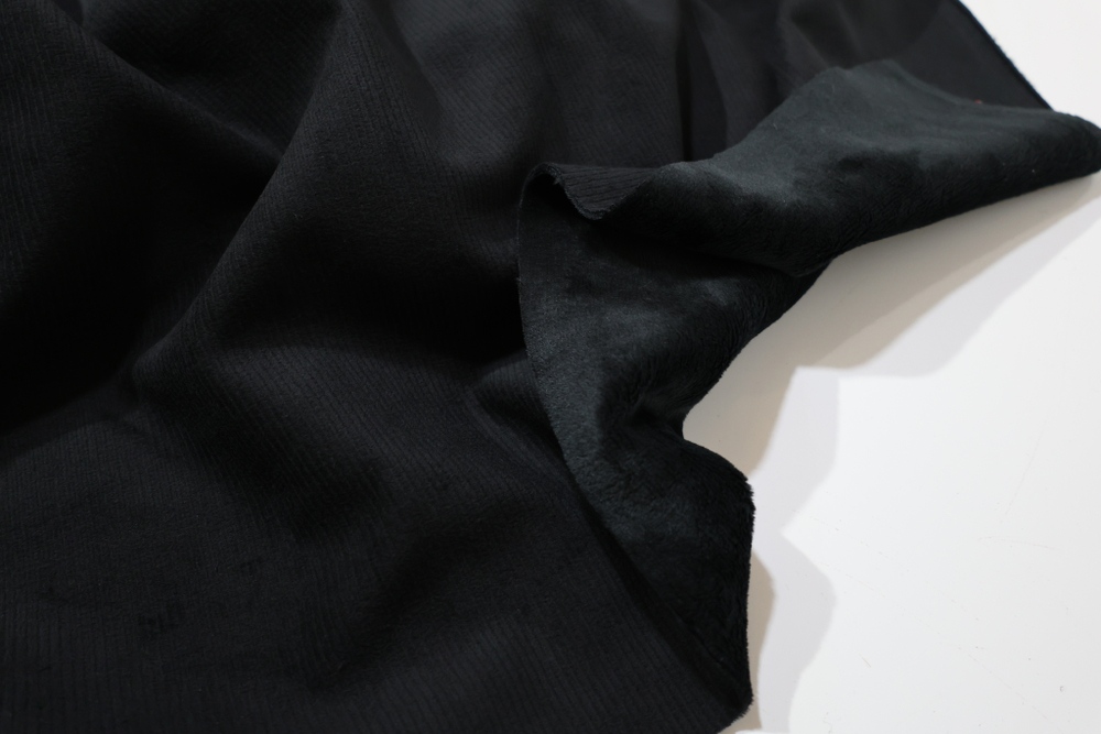 ЧЕРНЫЙ - Трикотаж на меху (КРВ613 Елена) (к0 след от скотча на изнанке)