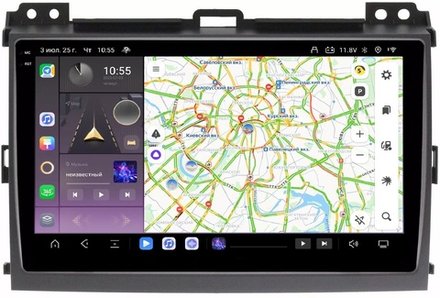 Магнитола для Toyota Land Cruiser Prado 120, Lexus GX470 (экран климата внизу) - Carmedia OL-9696 QLed+2K, Android 13, TS20, CarPlay, 4G SIM-слот