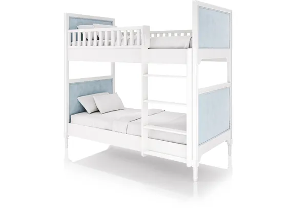 Кровать двухъярусная Elit (белый, голубая ткань)