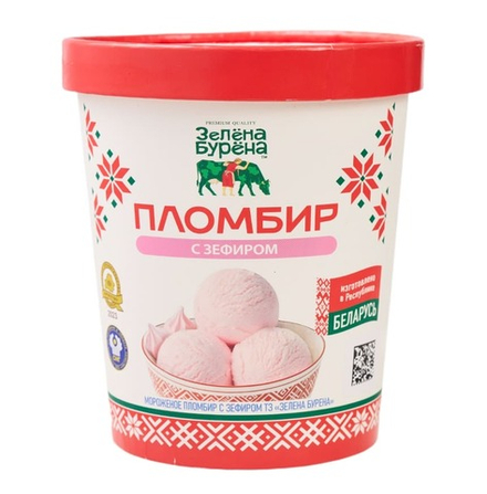 Мороженое "Пломбир с зефиром" 500г. Зелена Бурена
