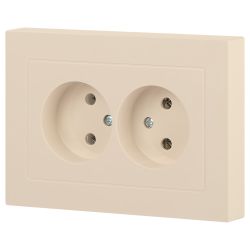 Розетка Intro Accent 6-204-02 двойная 2х2P 16А-250В IP20 СУ AL/CU слоновая кость