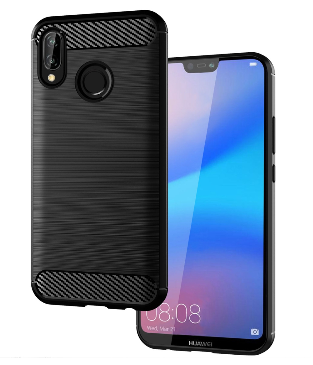 Чехол черного цвета для Huawei P20 Lite, серии Carbon от Caseport