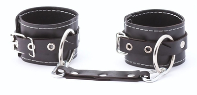 Кожаные двухслойные оковы с регулируемыми ремешками (Цвет: черный)