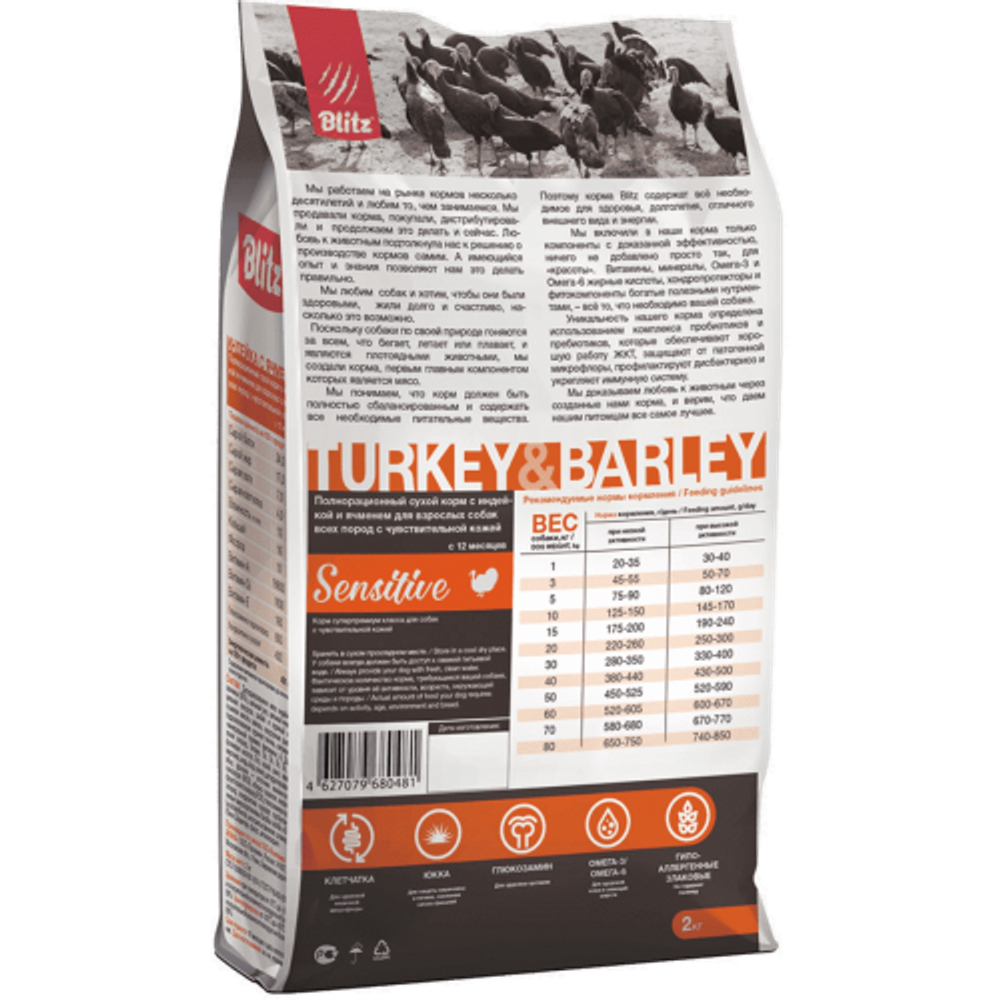 BLitz Sensitive Turkey & Barley Adult Dog All Breeds