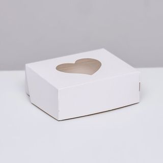 Коробка на одно мыло с окошком БЕЛАЯ Сердце 10х8х3,5 см (№49)
