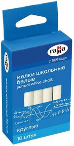 Мел белый ГАММА НАБОР 10 шт., мягкий, круглый, 2308191