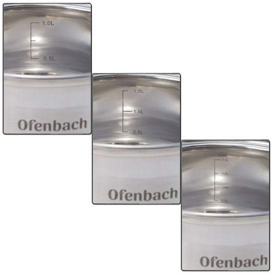 Набор кастрюль 6 предметов ( 1,1 л; 1,7 л; 2,4 л) Ofenbach NB 100002 из нержавеющей стали