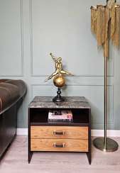 Прикроватная тумбочка Adriana, мрамор, дерево