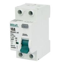 УЗО двухполюсное 16А 30мА тип AC DEKraft