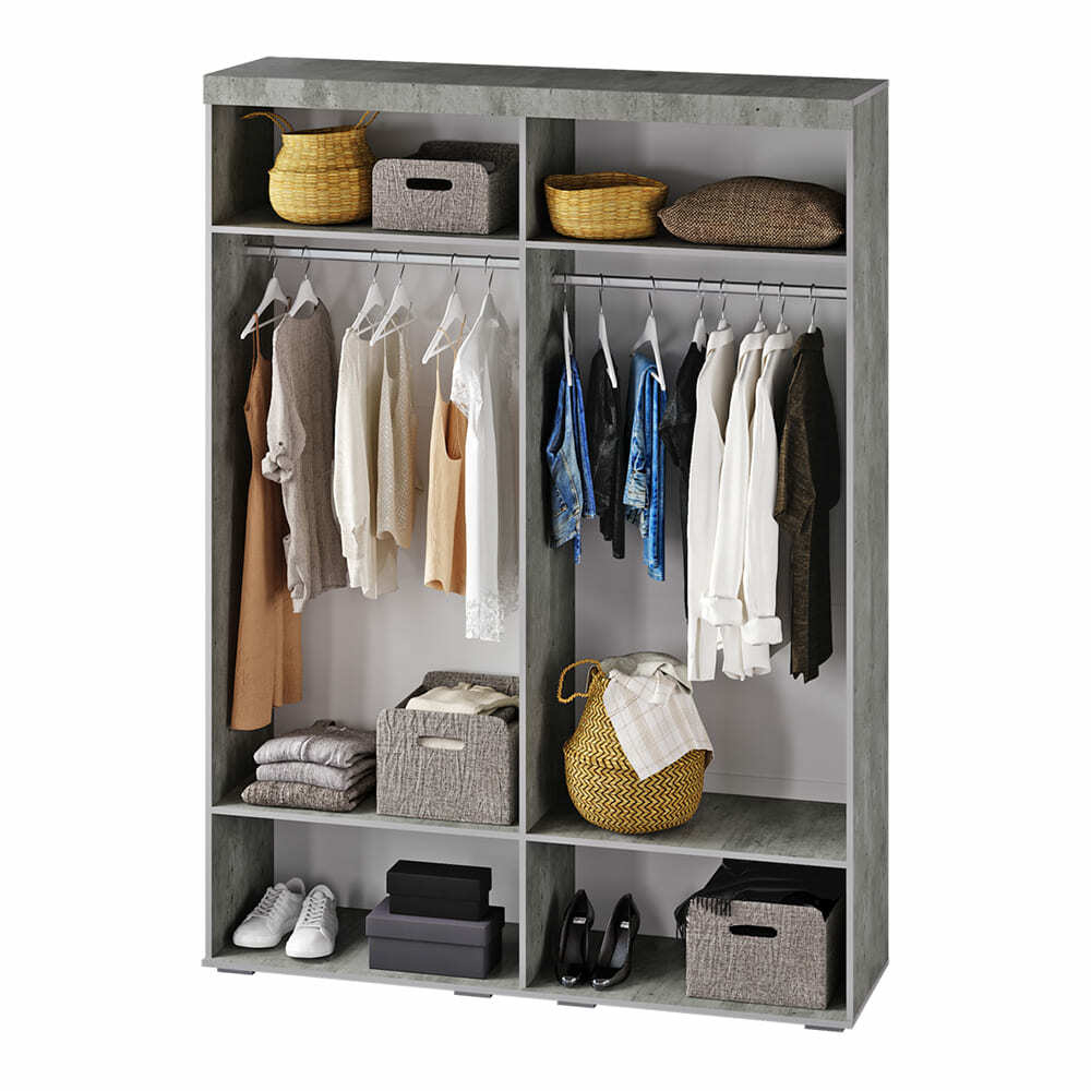 Шкаф четырехстворчатый Инстайл ШК-31, бетон/белый