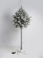 Заснеженная елка на ножке «Торшер» с гирляндой встроенной (Литая хвоя) 210 см / 2,1 м