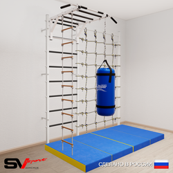 Шведская стенка Sv Sport 53160 (Турник рукоход/Лестница/Цепь/Мешок 22кг/Мат 2м/Канатный лаз)