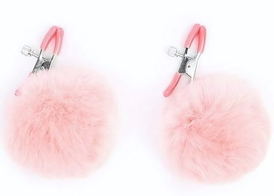 Зажимы для сосков с розовым пушком (Цвет: розовый)