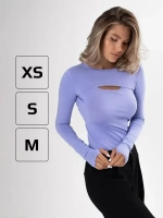 Лонгслив с вырезом трикотажный базовый