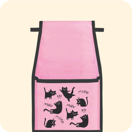 Кармашки в садик 85х20 Котики принт (розовый, черный)