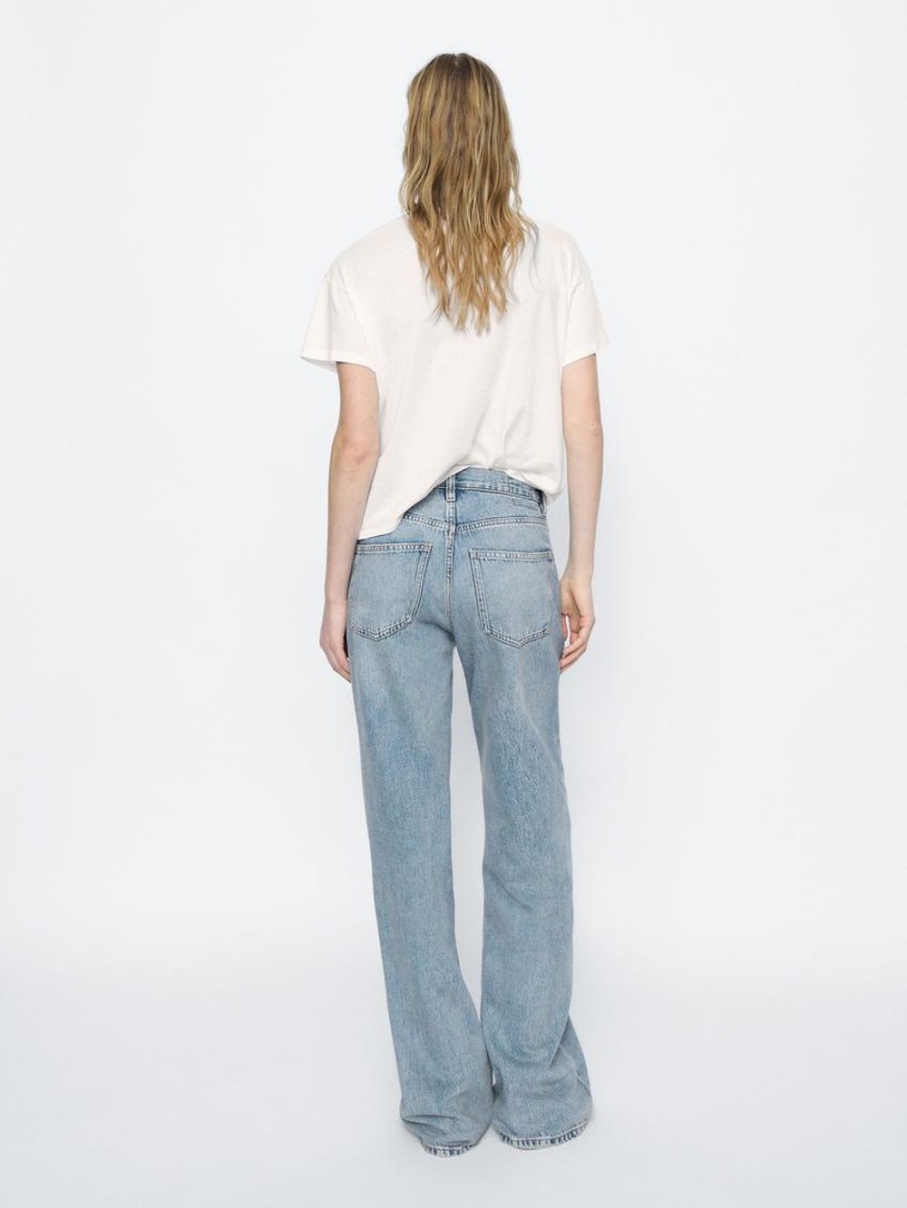 Massimo Dutti Джинсы с высокой посадкой и широкими штанинами, голубой