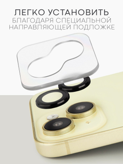 Стекло на камеру BROSCORP на Apple iPhone 15 (арт.IP15-MONO-CAM-BLACK )