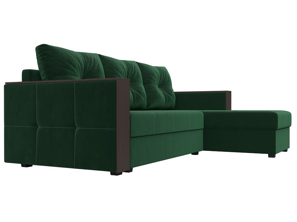 Диван угловой Валенсия Лайт правый угол, Зеленый, Велюр, 117747