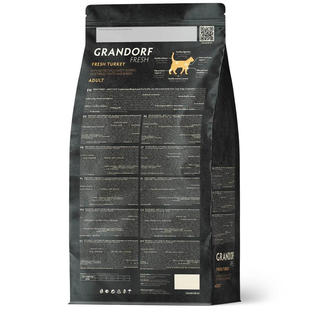 Grandorf Fresh, Fresh Turkey, Adult для взрослых кошек (Свежее мясо индейки с бататом)