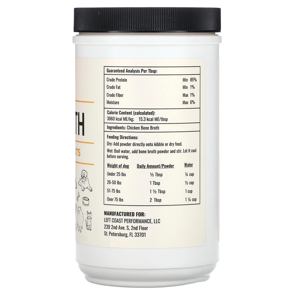 Left Coast Performance, бульон из куриных костей, для собак и кошек, 227 г (8 унций)