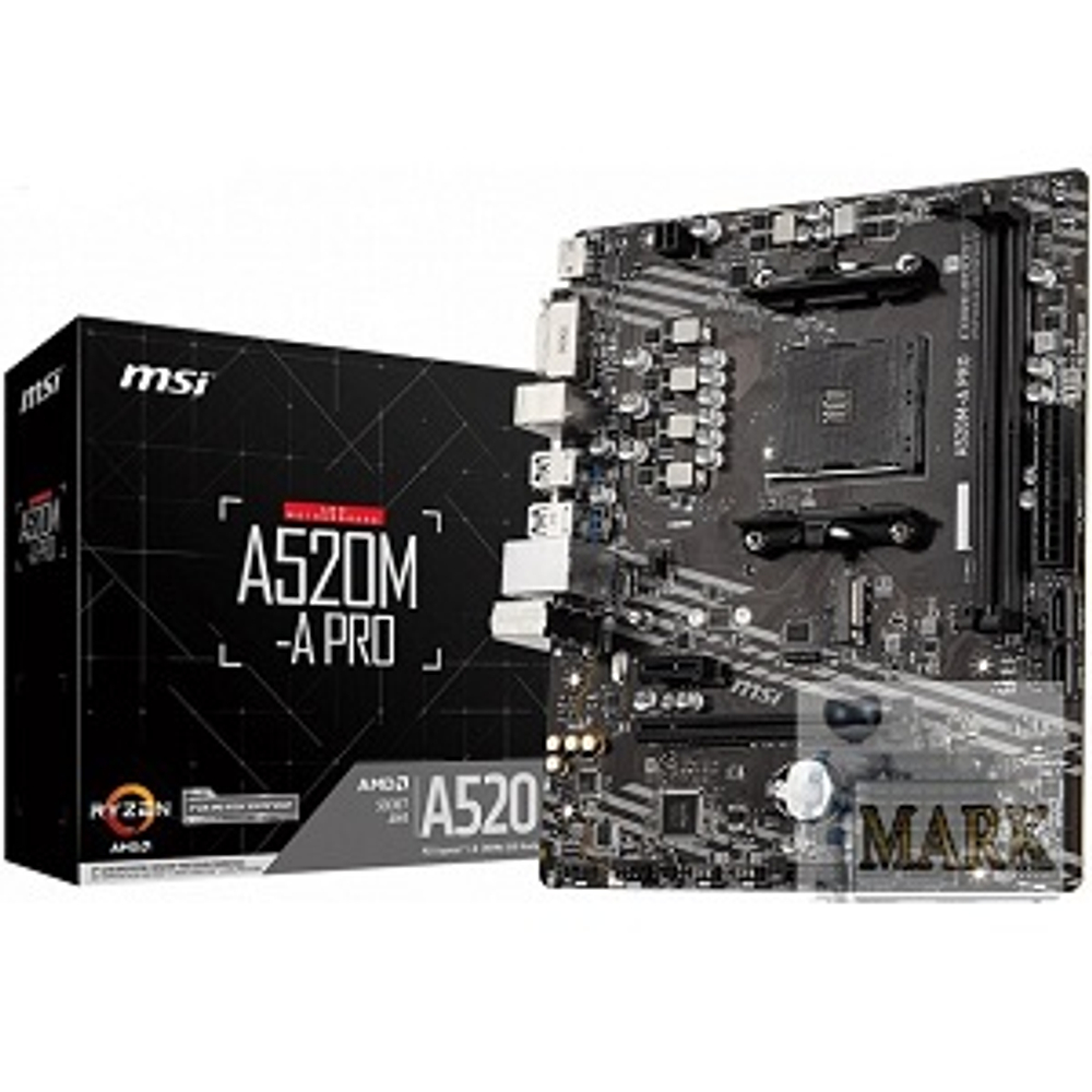 Материнская плата MSI A520M-A PRO (Socket AM4/AMD A520/2xDDR4/1xPCI-Ex16/M.2/SB7.1/GLAN/DVI-D/HDMI/mATX)