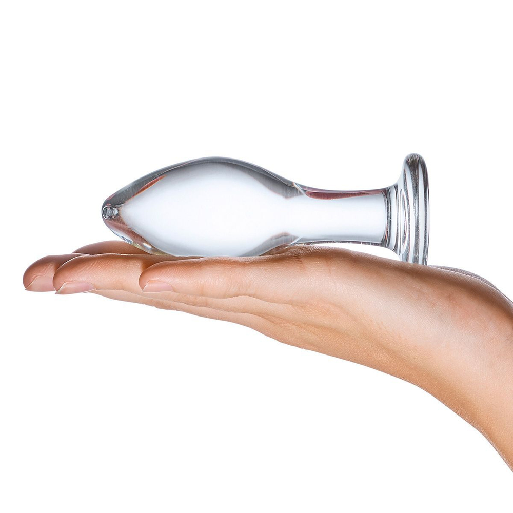 Прозрачная округлая анальная пробка Classic Glass Butt Plug - 11 см. (Цвет: прозрачный)