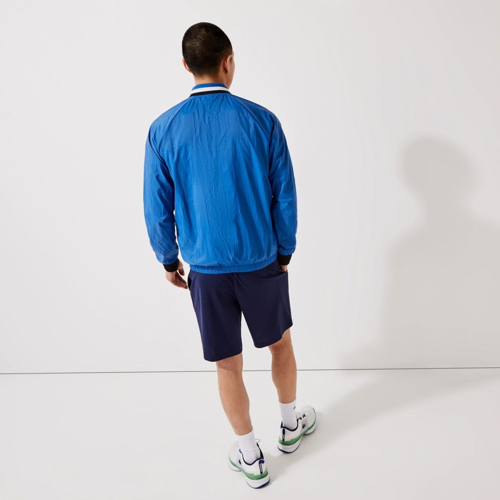 Куртка теннисная Lacoste Men’s SPORT Light Water-Resistant Teddy Jacket - blue/white/black