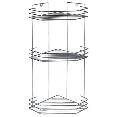 Полка 3-х ярусная угловая 200*200*520мм, "блестящий цинк"
