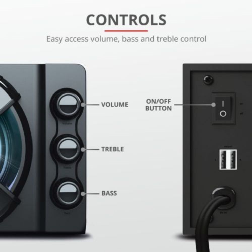 Акустическая система Trust 23644 2.1 активная проводная настольная игровая Ziva | Колонки