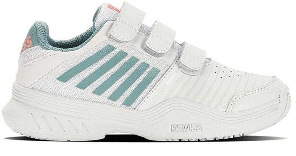 детские Кроссовки теннисные K-Swiss Court Express Strap Omni - white/nile blue/desert flower