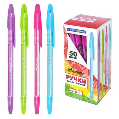 Ручка шариковая 0.7мм. синяя 0,35мм*140мм, корпус в ассорти 301-Н1 (J.Otten)