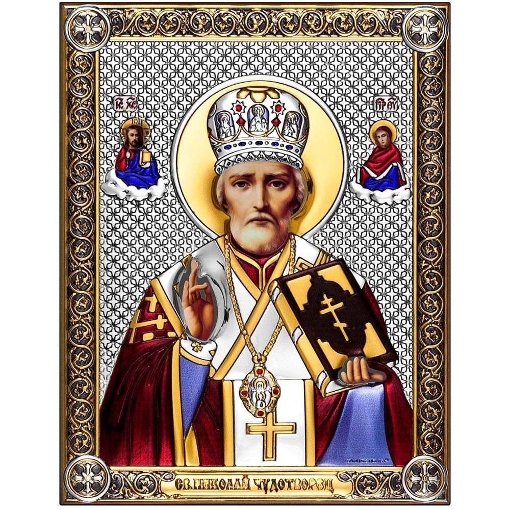 Николай Чудотворец. Икона в серебряном окладе.