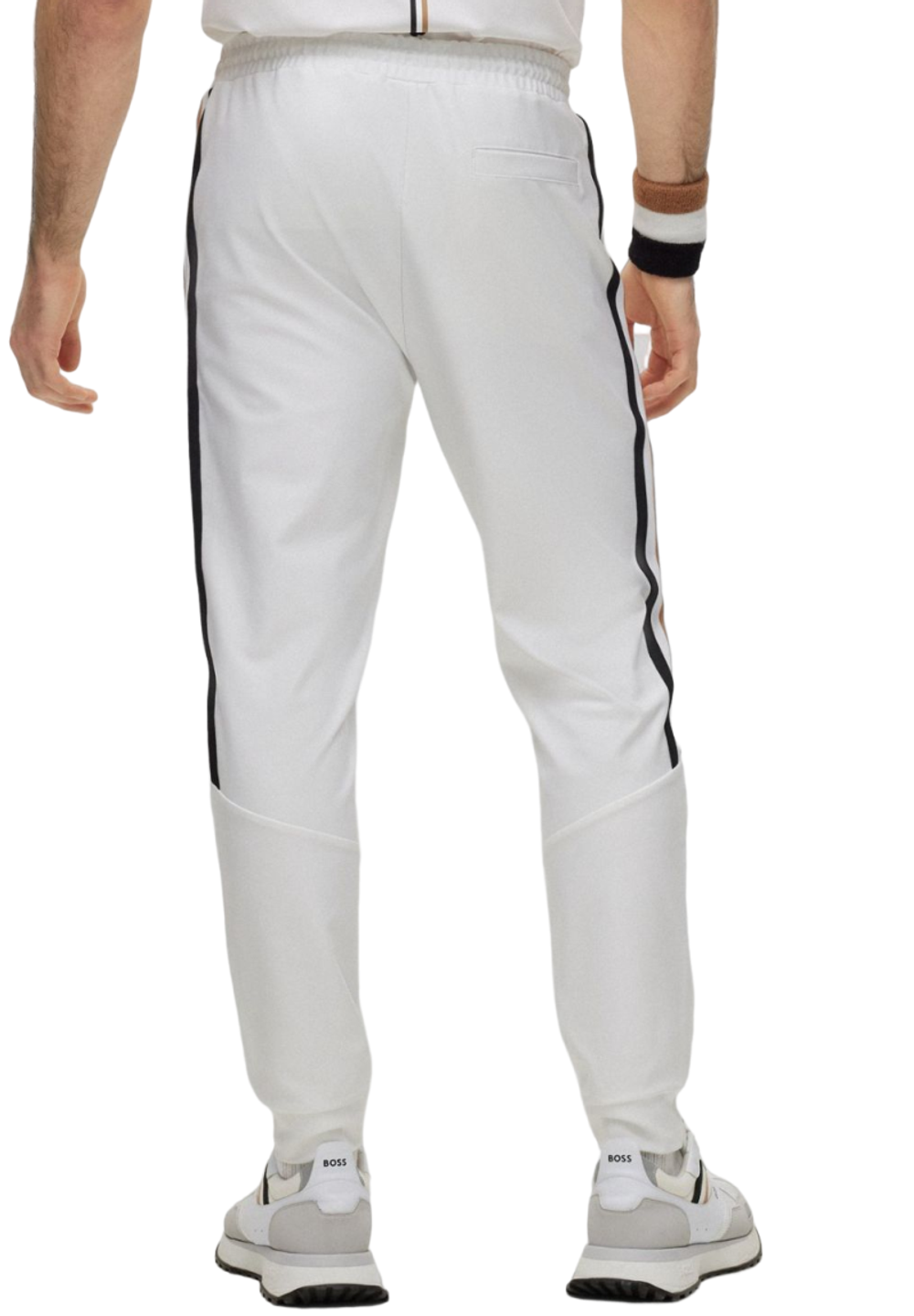 Мужские теннисные штаны BOSS x Matteo Berrettini Tracksuit Bottoms In Active-Stretch Fabric With Side Strip - white