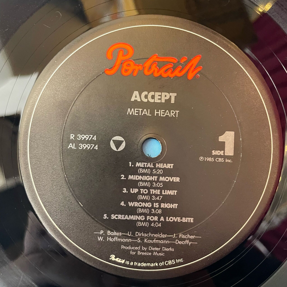 Винтажная виниловая пластинка LP Accept Metal Heart (USA 1985) Midnight Mover