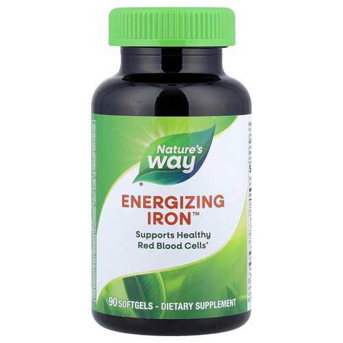 Nature's Way, Energizing Iron, формула с двойным железом, 90 мягких желатиновых капсул