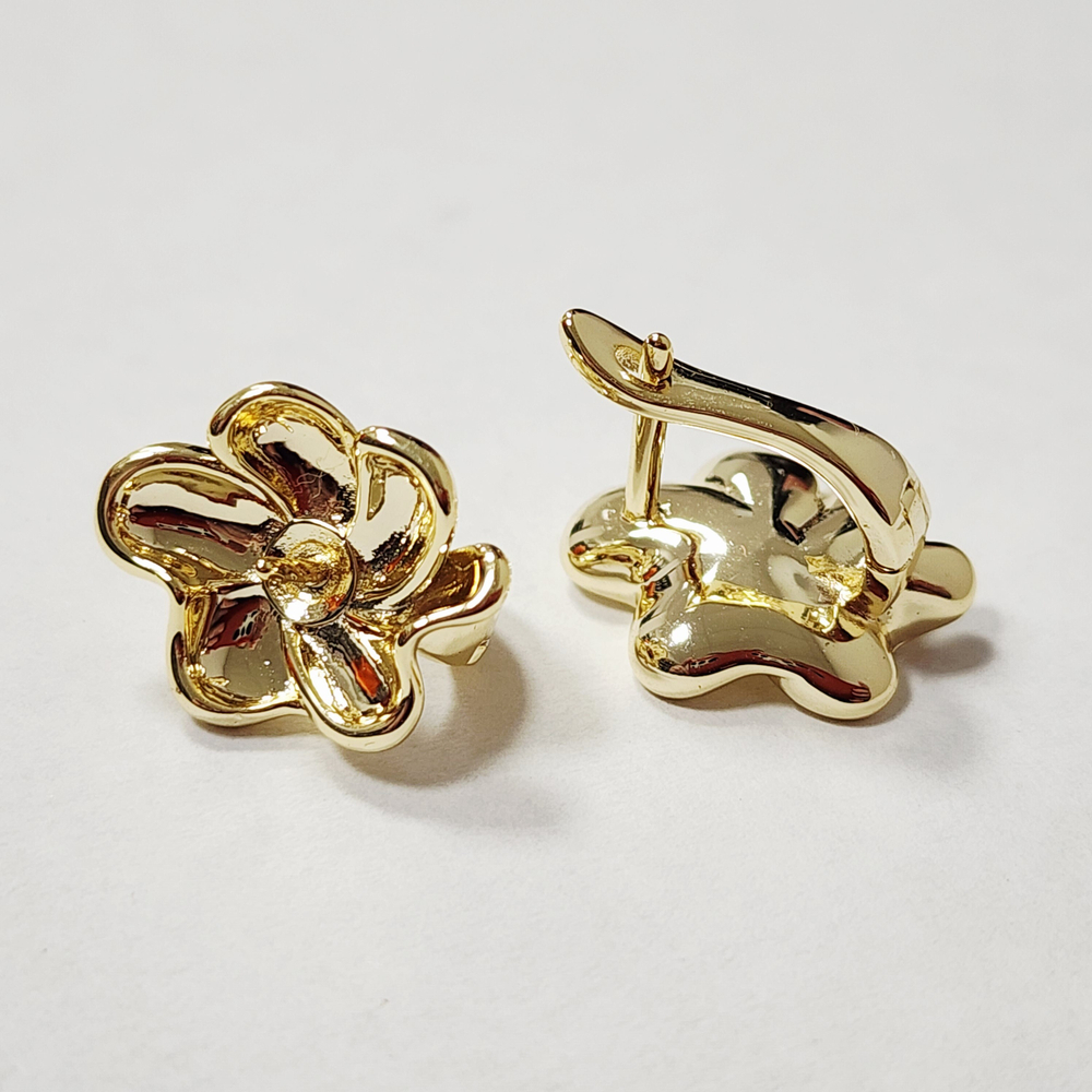 Ювелирные швензы (для вклейки) позолота, цветок, английский замок, люкс фурнитура ⭐️