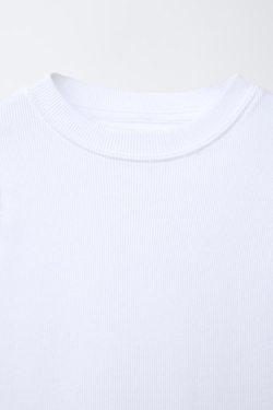 ZARA ФУТБОЛКА В РУБЧИК БЕЗ РУКАВОВ, БЕЛЫЙ