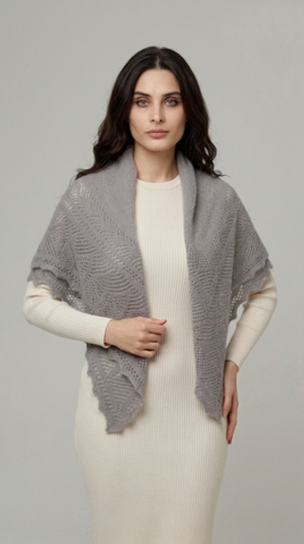 Оренбургский пуховый платок П4-100-03 серый