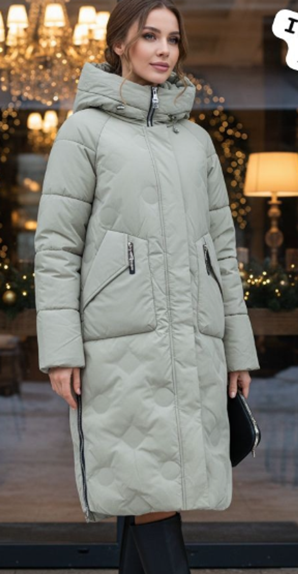 Оптом пуховик зимний оливковый 44-50