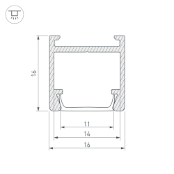 Профиль PDS-H16-2000 ANOD (Arlight, Алюминий) 023858