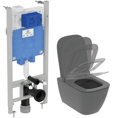 Промо-комлект 3 в 1 T533058 i.life B подвесной безободковый унитаз с технологией RimLS+, крепеж WW966066, сиденье и крышка i.life B T500358, встраиваемая инсталляция R046367 PROSYS 2.0